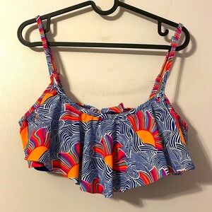 Urban Sea Blue Multi Flutter Bra Bikini Top size XL